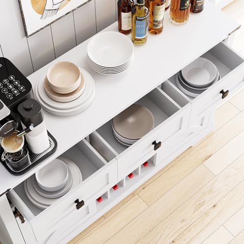 IDEALHOUSE Buffet Cabinet with Storage, Farmhouse Coffee Bar, White W2045