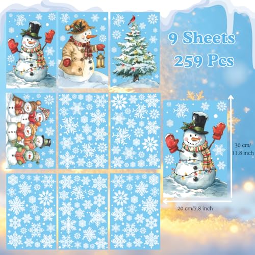 226 PCS Snowflake Window Clings, Reusable Winter Window Decals for Holiday Decor M46237
