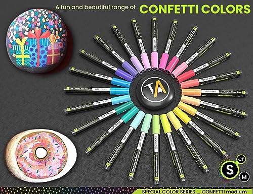 24 Neon Acrylic Paint Pens Set 0.7mm Extra Fine Tip for Rock, Glass, Wood & Canvas P956
