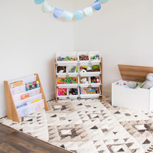 Humble Crew Kids Toy Storage Organizer with 12 Plastic Bins, Grey/White O74556