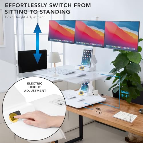 Mount-It! Electric Standing Desk Converter - Motorized Sit-Stand Desk Riser with Monitor Mount, 32" V46023