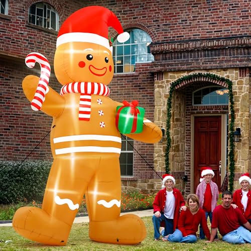 Giant Inflatable Santa Claus with LED Lights Outdoor Christmas Decorations W1618