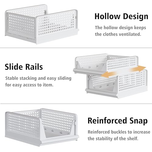 Stackable Plastic Storage Basket Closet Organizer Bin N733470