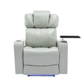 PU Electric Recliner Chair with Cooling Cup Holder Bluetooth Speaker LED Lights USB Ports Tray Table and Arm Storage Theater Seating for Home (Black)