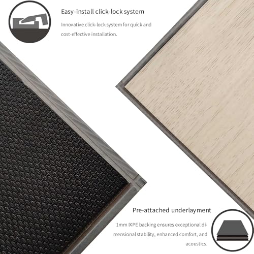 Interlocking Luxury Vinyl Flooring Wood-Look Planks SPC Rigid Core Waterproof Hickory Q852539