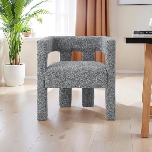 Modern Sherpa Barrel Chair with Open-Back, Boucle Fabric Accent Armchair J598808