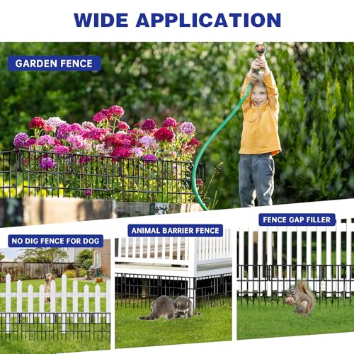 35 Panels Garden Fence Animal Barrier, 38ft x 13in No Dig Rustproof Metal Outdoor Wire Fencing E53834