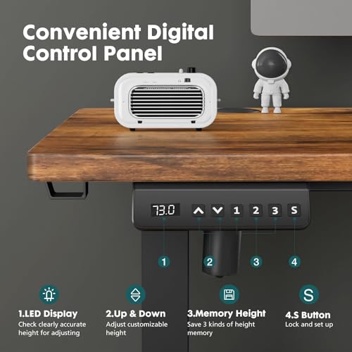 Adjustable Height Electric Standing Desk 55x24 Inch Black W5266