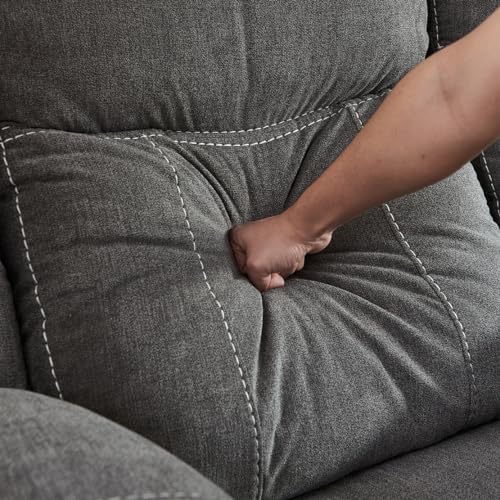 Power Recliner Sofa Grey Fabric Sectional with Cup Holders K157