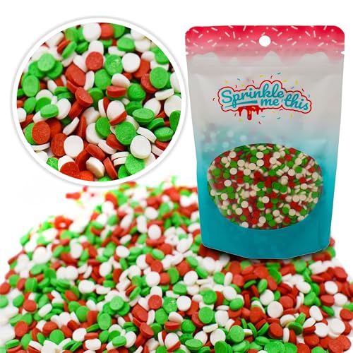 Christmas Sprinkles Mix - 12oz Resealable Bag - Red Green White Quins W612