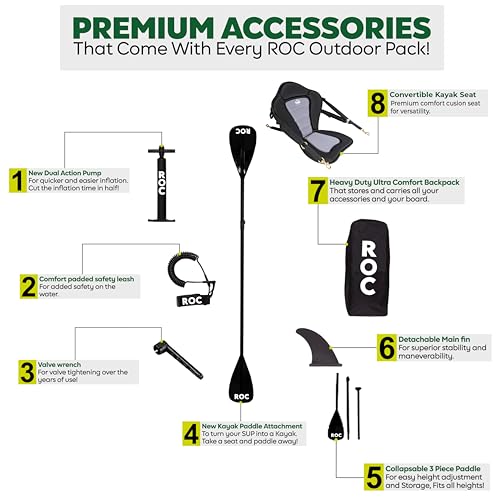 Roc Inflatable Stand Up Paddle Board with Premium Accessories, Wide Non-Slip Deck A34223