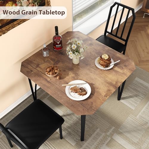 GAOMON Dining Table Set for 2 with Cushion Seats, Rustic Brown L77092
