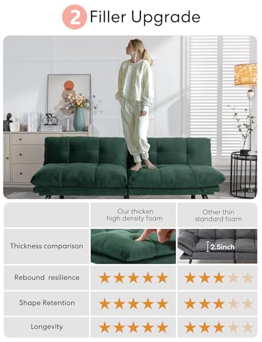 Velvet Convertible Bed, 71" Comfy Loveseat Sleeper Sofa, Navy Blue R858