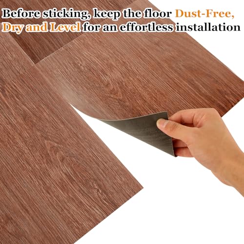 Peel and Stick Vinyl Floor Tiles 12x12 Waterproof Wood Look, 40 Sheets V905