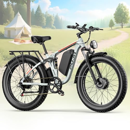 3000W Dual Motors Electric Bike for Adults, 52V 25Ah 26" Fat Tire Full Suspension L397237