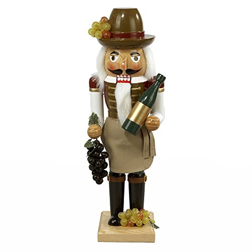 Kurt Adler 15-Inch Wooden Wine Grower Nutcracker, Brown K916