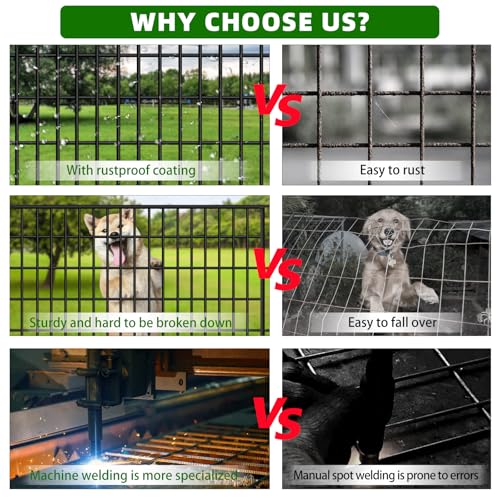 10 Panels Garden Fencing Animal Barrier, 33in x 24ft Rustproof Dog Fence W482439