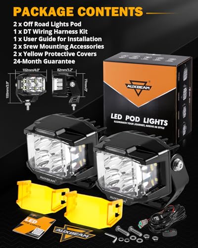 Auxbeam V-MAX Series 72W LED Pod Driving Lights with Amber DRL M188641