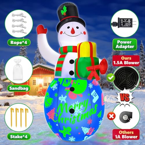 12FT Giant Christmas Inflatables Snowman with Music & 360° Rotation LED Lights Outdoor Decor Z588