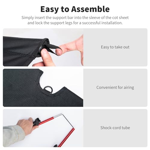 Naturehike Ultralight Camping Cot, Folding Tent Cot, Supports 330lbs, Dark Black H31125