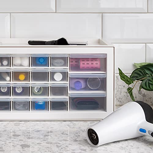 IRIS USA Plastic Drawer Storage Organizer, 24-Drawer Cabinet for Crafts Hardware Tools - Black I685821