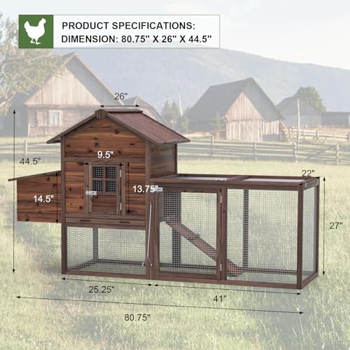 Large Wooden Chicken Coop Outdoor Hen House with Nest Box M865438