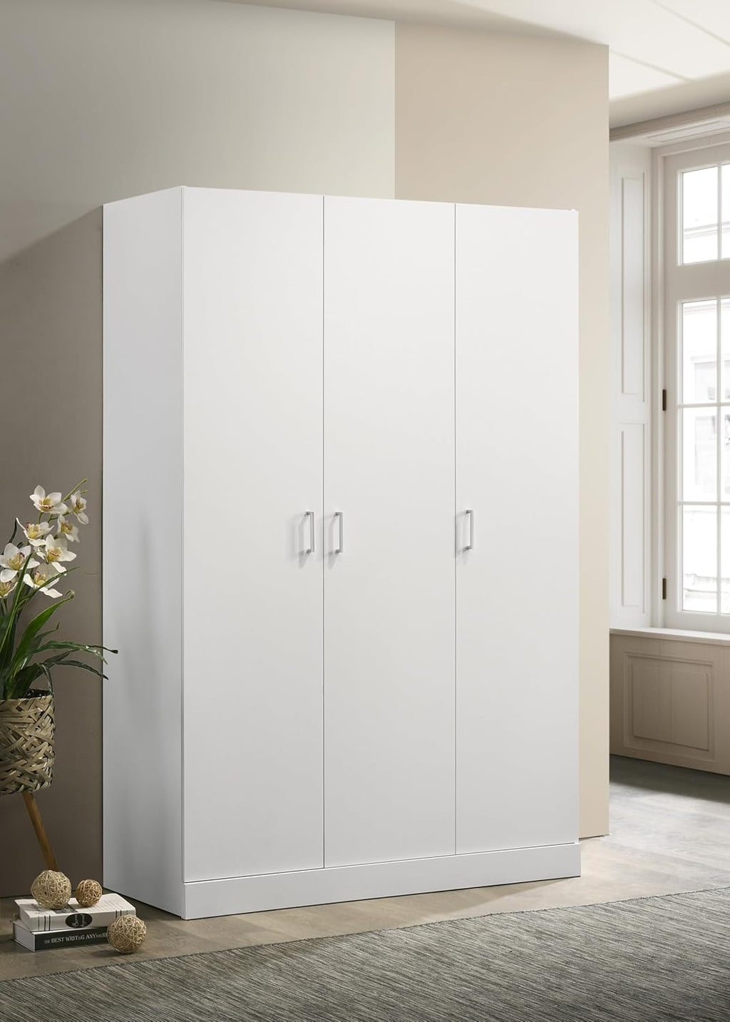 3 Doors Armoire Wardrobe, 71.5" H, White T2137