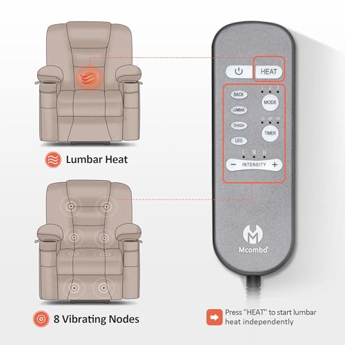 MCombo Small Power Lift Recliner Chair with Massage and Heat, Brown N356790