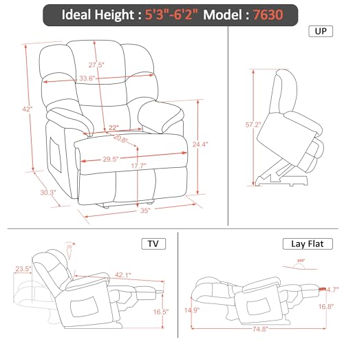 MCombo Triple Motor Power Lift Recliner Chair Sofa with Adjustable Headrest, Fabric, Brown T835565