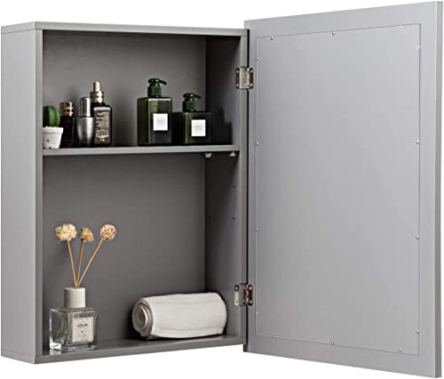 LUARANE Bathroom Medicine Cabinet with Mirror, Wall Mounted, Grey J6134