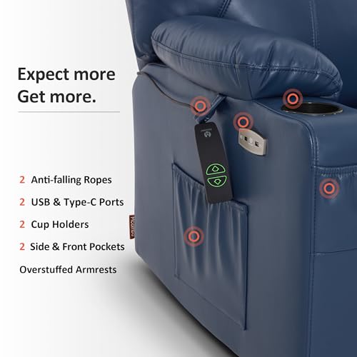 MCombo Power Lift Recliner Chair for Elderly with Heat and Massage, Faux Leather, Black V60394