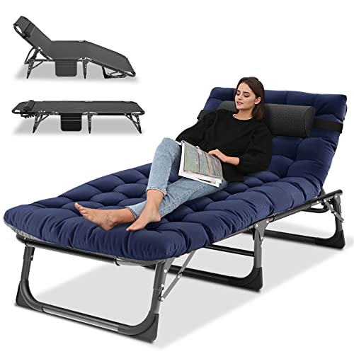 Portable Folding Camping Cot, Adjustable Reclining Chaise with Pillow U54731