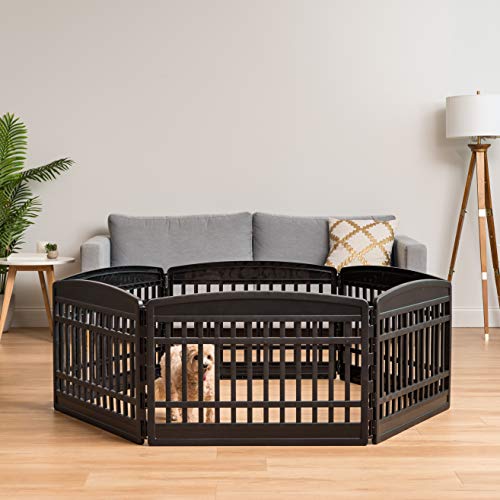 IRIS USA 24" 6-Panel Dog Playpen for Puppies & Small Dogs, Black N28330