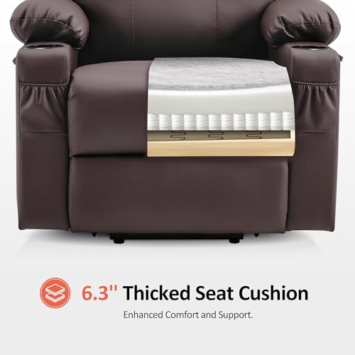 MCombo Power Lift Recliner Chair for Elderly with Heat and Massage, Faux Leather, Black V60394