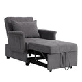 Convertible Chair Sleeper Bed, Folding Ottoman Sleeper Guest Bed 3 in 1 Multi-Function Adjustable PU Leather Futon Chair with Lumbar Pillow (Black)