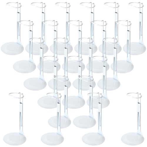 24 Pcs Adjustable Doll Stands for 8"-12" Action Figures (White, Silver) K3185