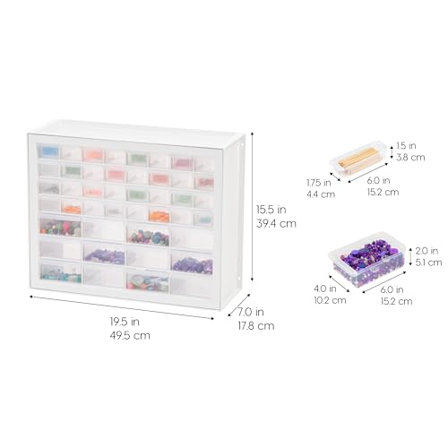 IRIS USA Plastic Drawer Storage Organizer, 24-Drawer Cabinet, White L6685