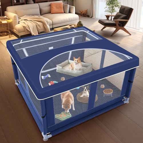 42x42x25.6 Inches Puppy Playpen with Gate for Small Dogs Indoor & Outdoor G192