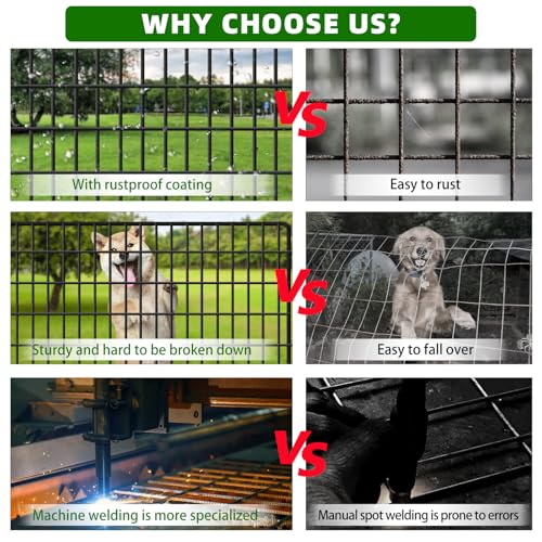 10 Panels Garden Fencing Animal Barrier, 33in x 24ft Rustproof Dog Fence W482439