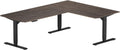 Progressive Desk L Shaped Height Adjustable Standing Desk 78" x 60" - Corner Computer Desk - Electric Stand Up Rising Workstation - Black Frame, Light Walnut