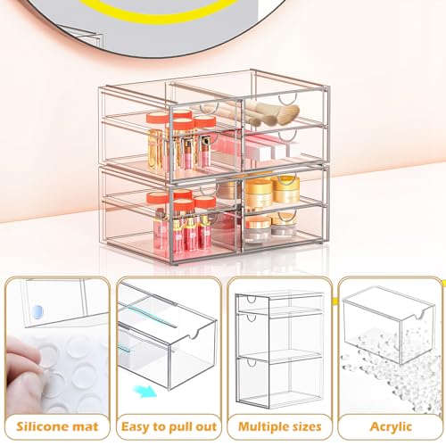Acrylic Makeup Organizer with 19 Drawers, 4 Pack Clear Storage B90209
