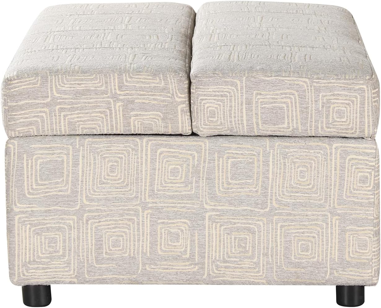 Twin Size Folding Ottoman Sleeper Bed with Mattress Light Gray I4488