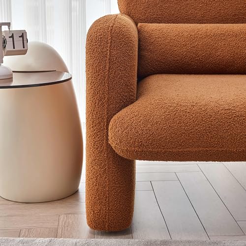 Modern Accent Chair with Lambskin Sherpa Fabric, Cream V3285