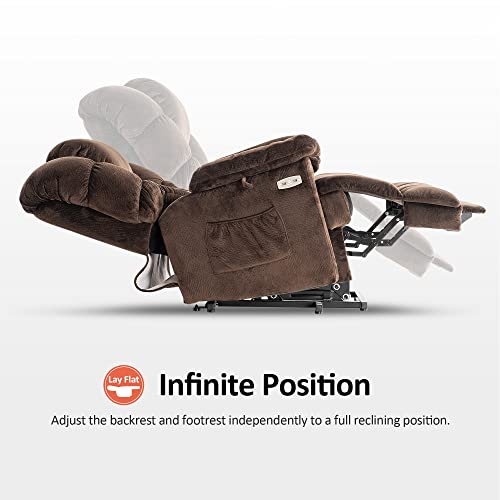 MCombo Triple Motor Power Lift Recliner Chair Sofa with Adjustable Headrest, Fabric, Brown T835565