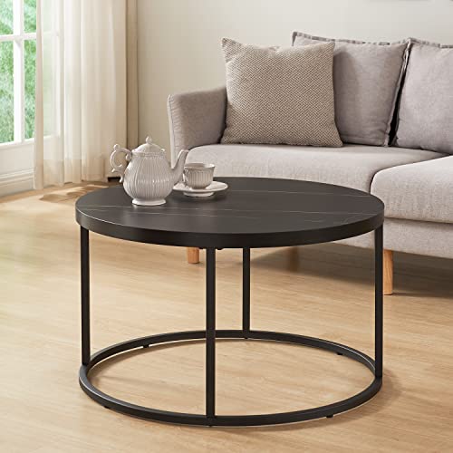 CENSI Natural Oak Round Coffee Table 31.5" Wood and Metal C46819