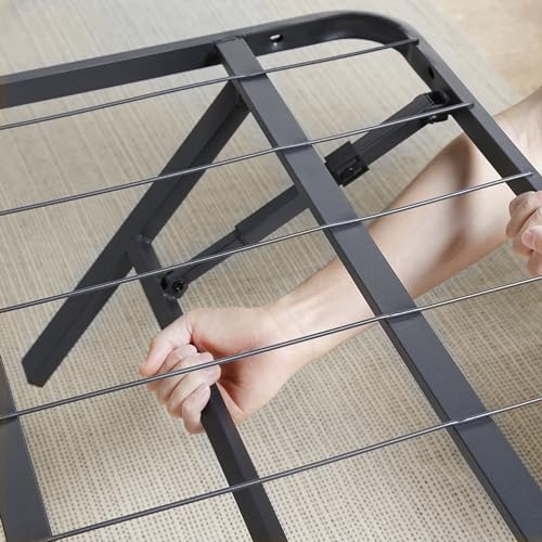 PrimaSleep 18 Inch Heavy Duty Steel Slat Bed Frame, Full, Black P73898