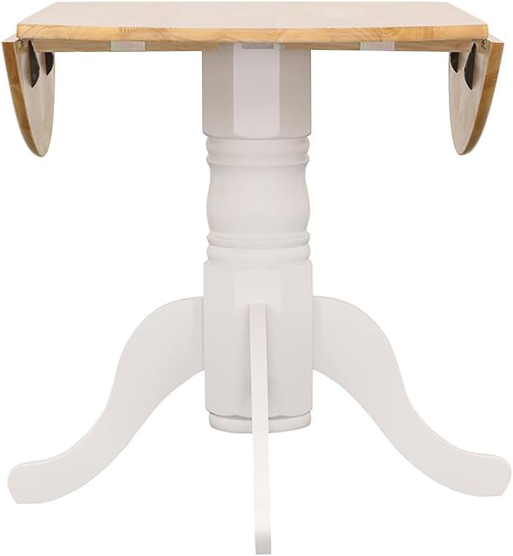 Natural Brown and White Round Drop Leaf Dining Table V2999