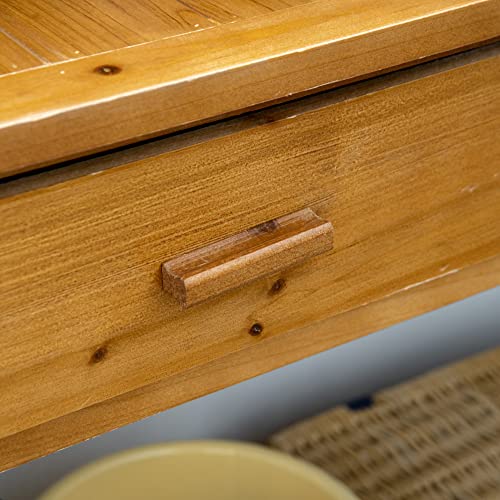 Outsunny Potting Bench Table, Outdoor Wooden Workstation with Shelves and Drawer Z303163