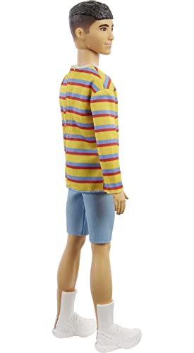 Barbie Ken Fashionistas Doll #175 with Brunette Hair in Striped Shirt and Denim Shorts Y95865
