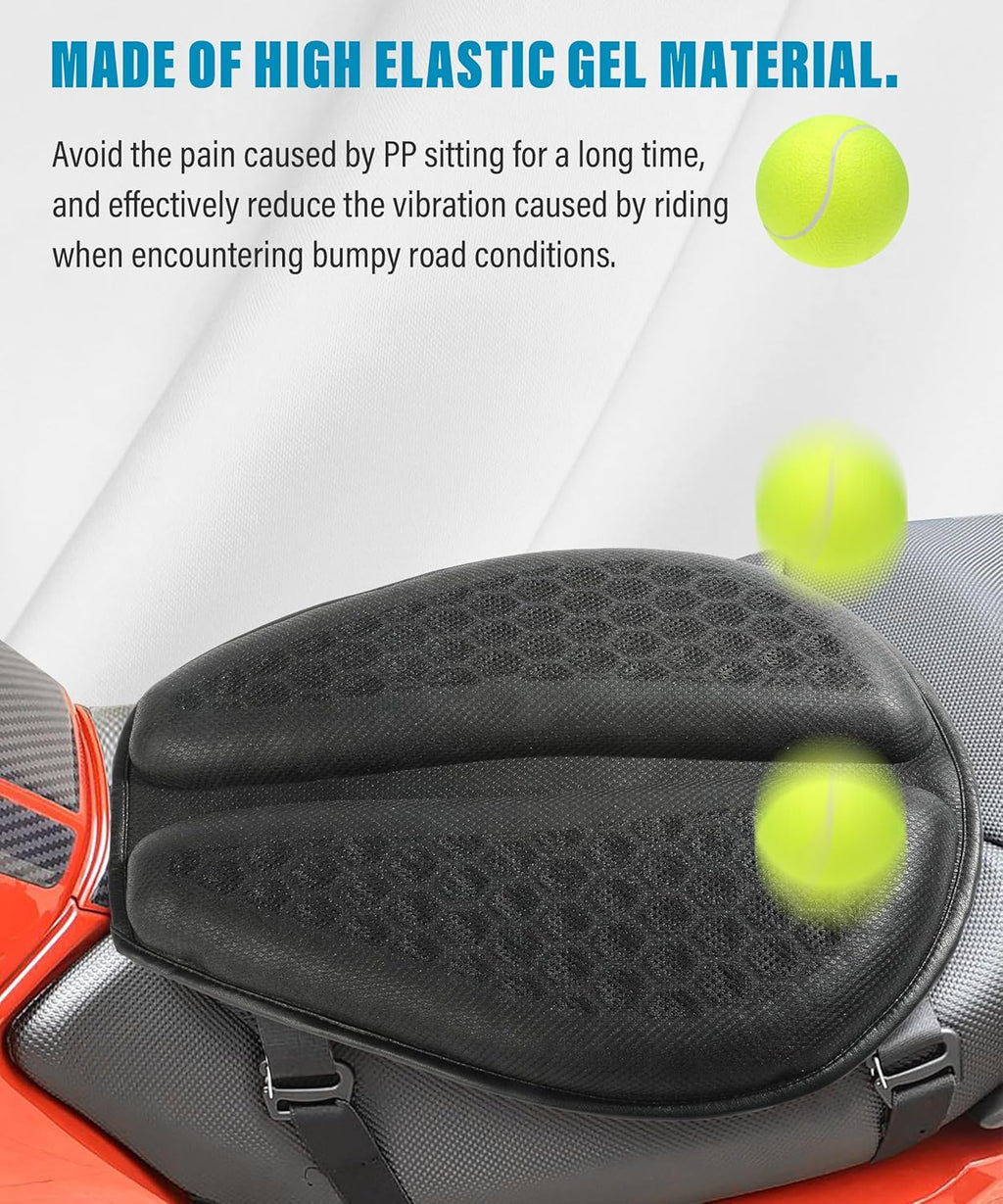 Universal Motorcycle Gel Seat Cushion with 3D Honeycomb Breathable Cover J67620